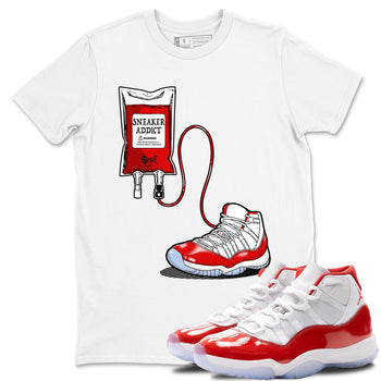 11s Cherry shirts to match jordans Sneaker Therapy sneaker match tees Air Jordan 11 Retro Cherry match shoes to clothes SNRT Sneaker Tees unisex cotton White 1 shirts