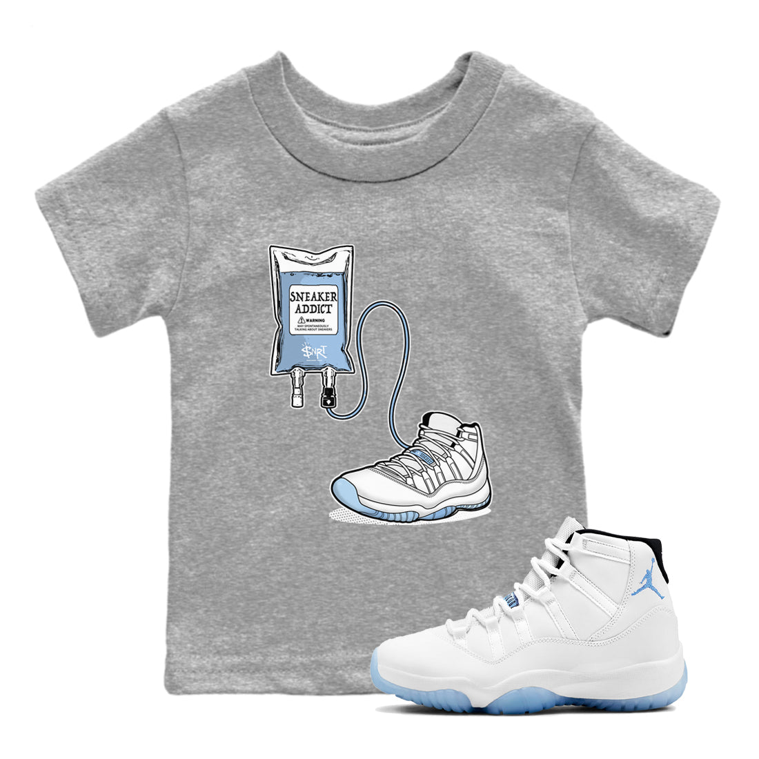 11 Columbia shirts to match jordans Sneaker Therapy sneaker match tees 11s Retro Legend Blue Columbia SNRT Sneaker Release Tees Youth Baby Heather Grey 1 crew neck shirts