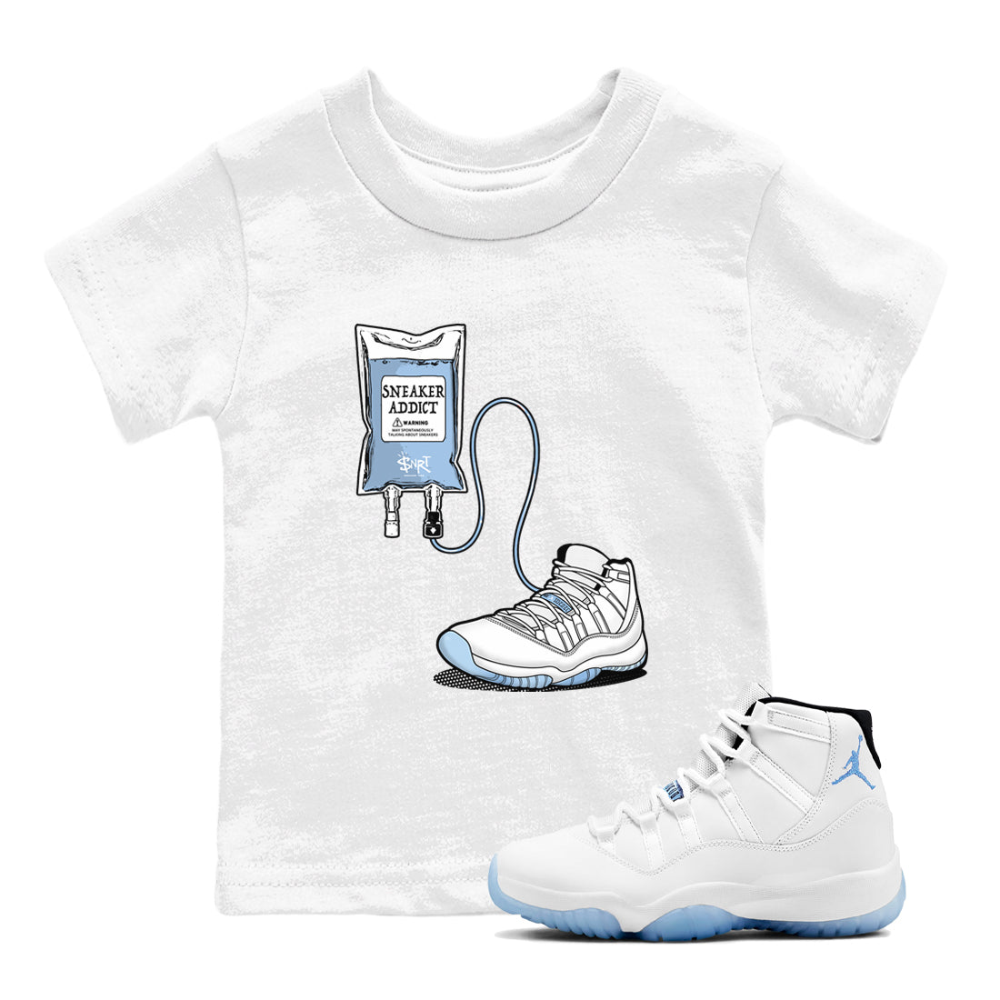 11 Columbia shirts to match jordans Sneaker Therapy sneaker match tees 11s Retro Legend Blue Columbia SNRT Sneaker Release Tees Youth Baby White 1 crew neck shirts