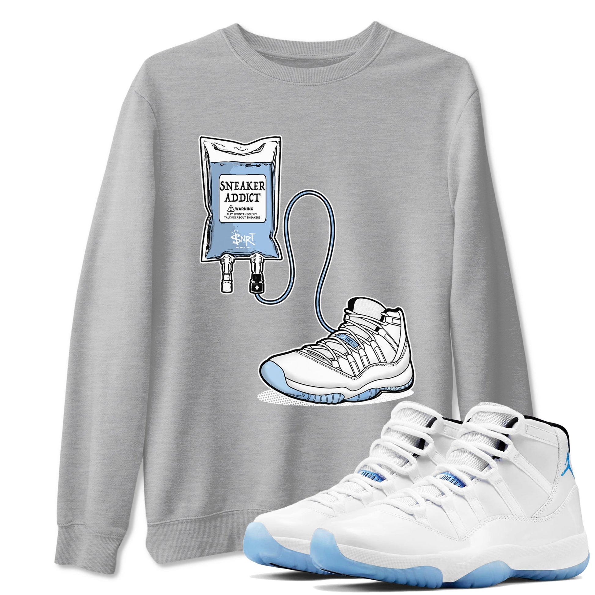 11 Columbia shirts to match jordans Sneaker Therapy sneaker match tees 11s Retro Legend Blue Columbia SNRT Sneaker Release Tees unisex cotton Heather Grey 1 crew neck shirts