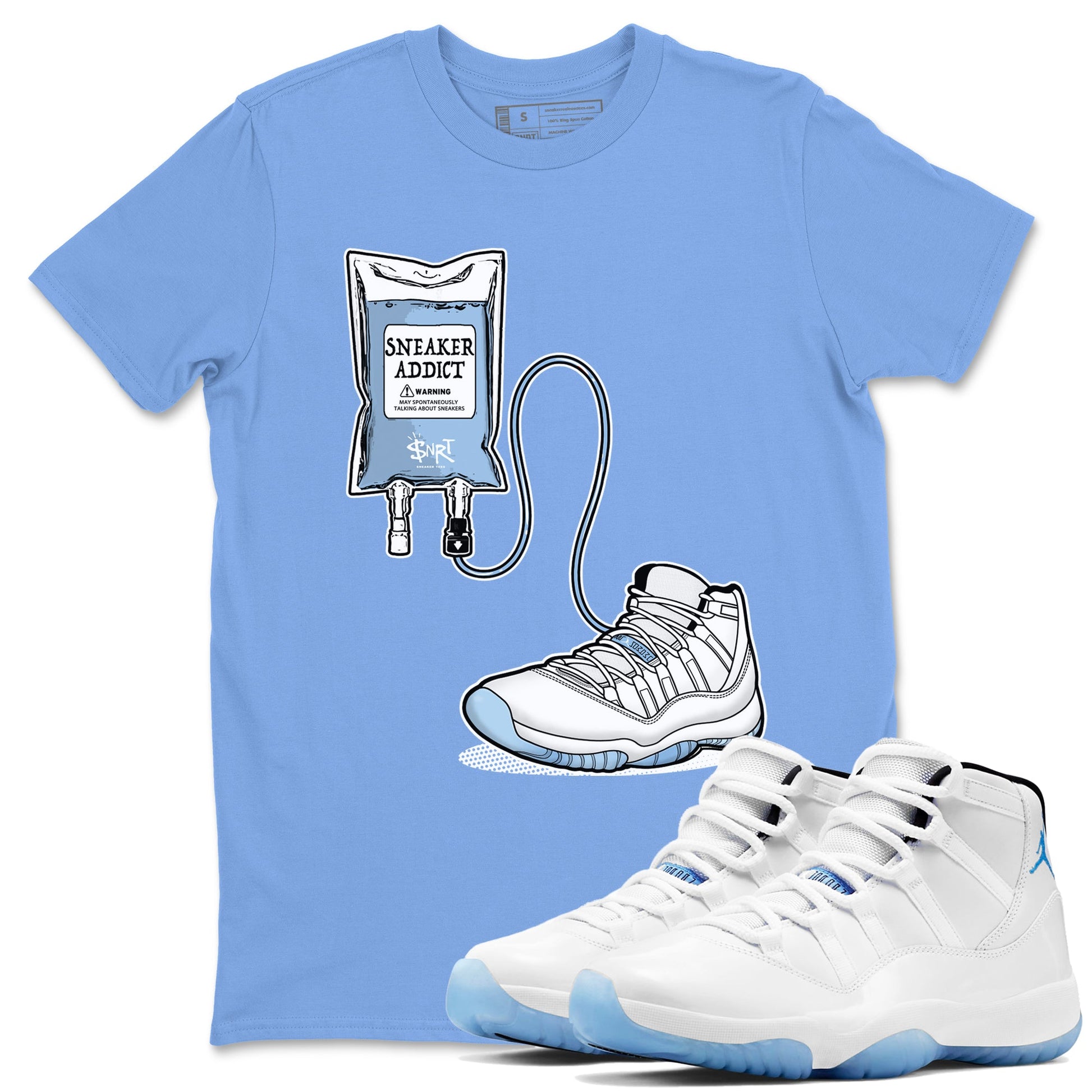 11 Columbia shirts to match jordans Sneaker Therapy sneaker match tees 11s Retro Legend Blue Columbia SNRT Sneaker Release Tees unisex cotton Carolina Blue 1 crew neck shirts