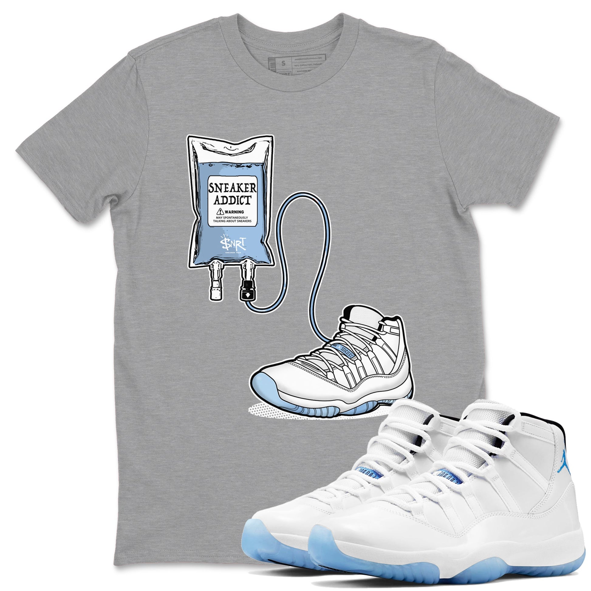 11 Columbia shirts to match jordans Sneaker Therapy sneaker match tees 11s Retro Legend Blue Columbia SNRT Sneaker Release Tees unisex cotton Heather Grey 1 crew neck shirts