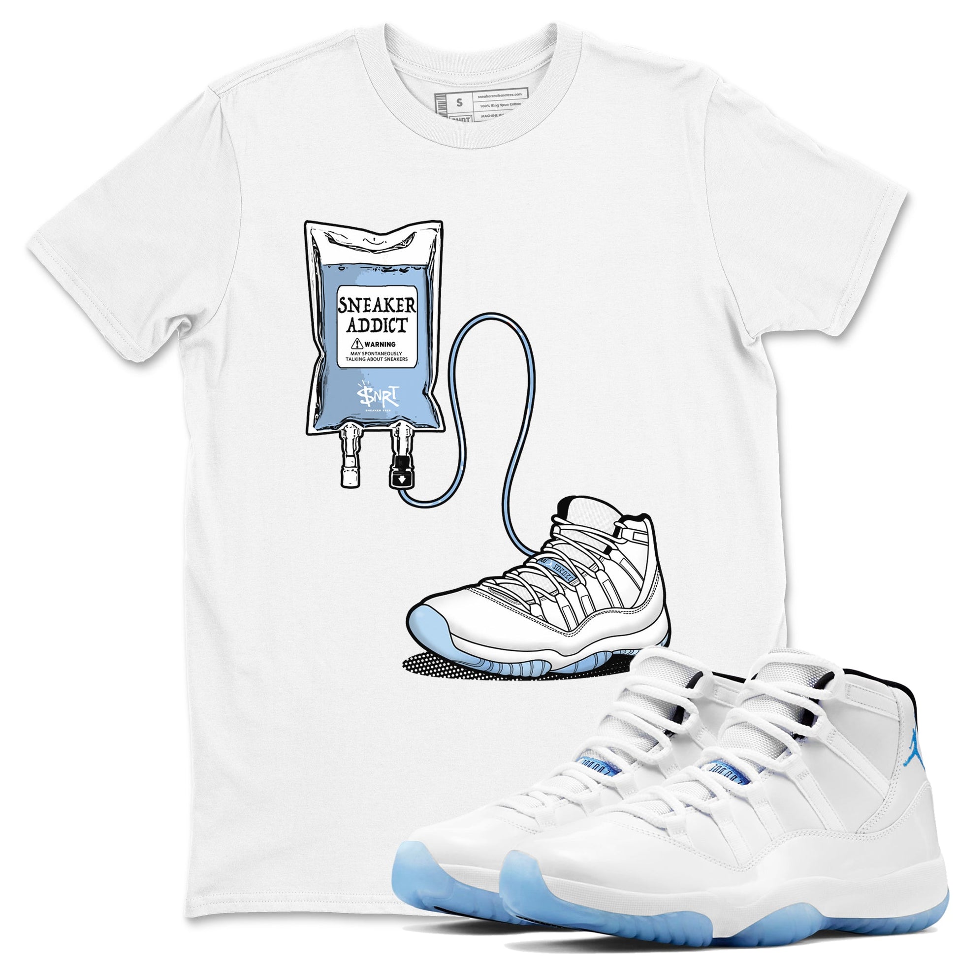 11 Columbia shirts to match jordans Sneaker Therapy sneaker match tees 11s Retro Legend Blue Columbia SNRT Sneaker Release Tees unisex cotton White 1 crew neck shirts