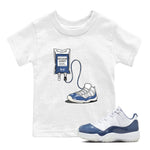 11s Diffused Blue shirts to match jordans Sneaker Therapy sneaker match tees Air Jordan 11 Diffused Blue SNRT Sneaker Release Tees Youth Baby White 1 crew neck shirts