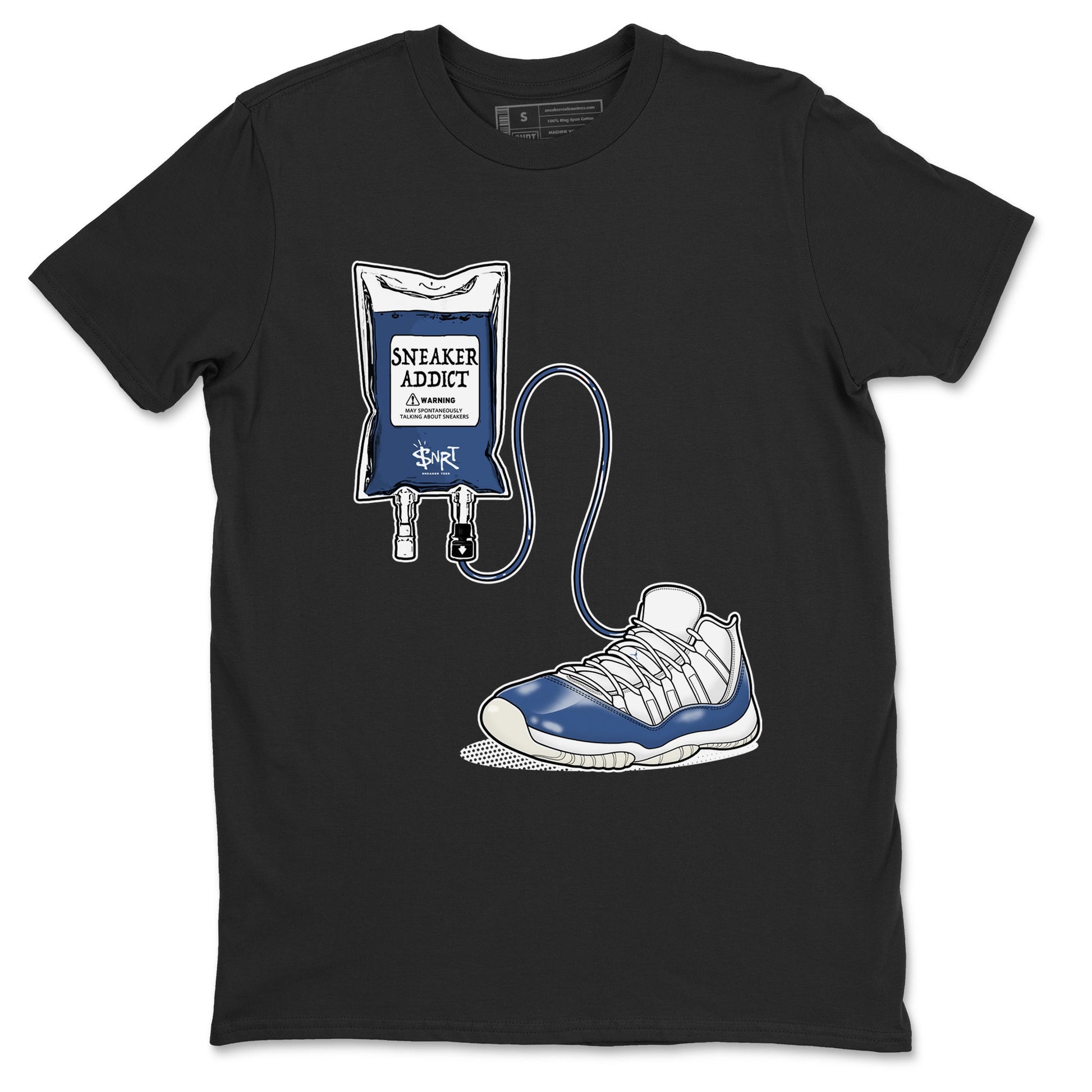 11s Diffused Blue shirts to match jordans Sneaker Therapy sneaker match tees Air Jordan 11 Diffused Blue SNRT Sneaker Release Tees unisex cotton Black 2 crew neck shirts