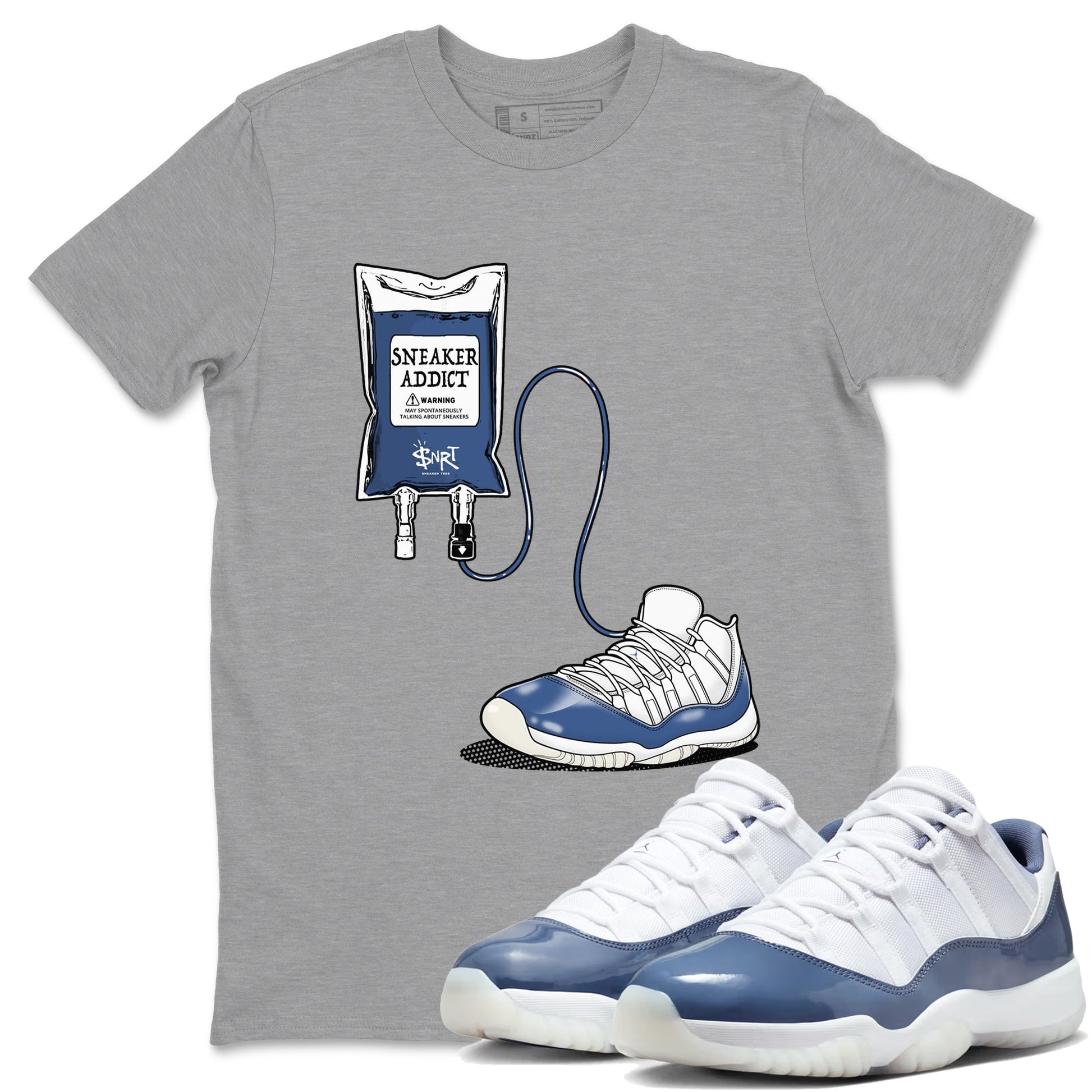 11s Diffused Blue shirts to match jordans Sneaker Therapy sneaker match tees Air Jordan 11 Diffused Blue SNRT Sneaker Release Tees unisex cotton Heather Grey 1 crew neck shirts