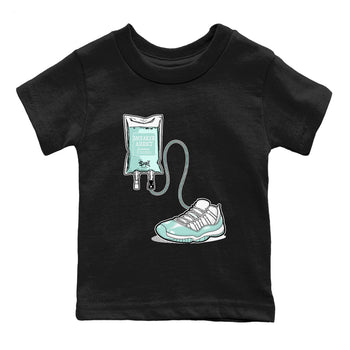 Sneaker Therapy baby and kids t-shirt crafted for little sneakerheads to shine with the Air Jordan 11 Igloo sneakers, displayed in Black 2.