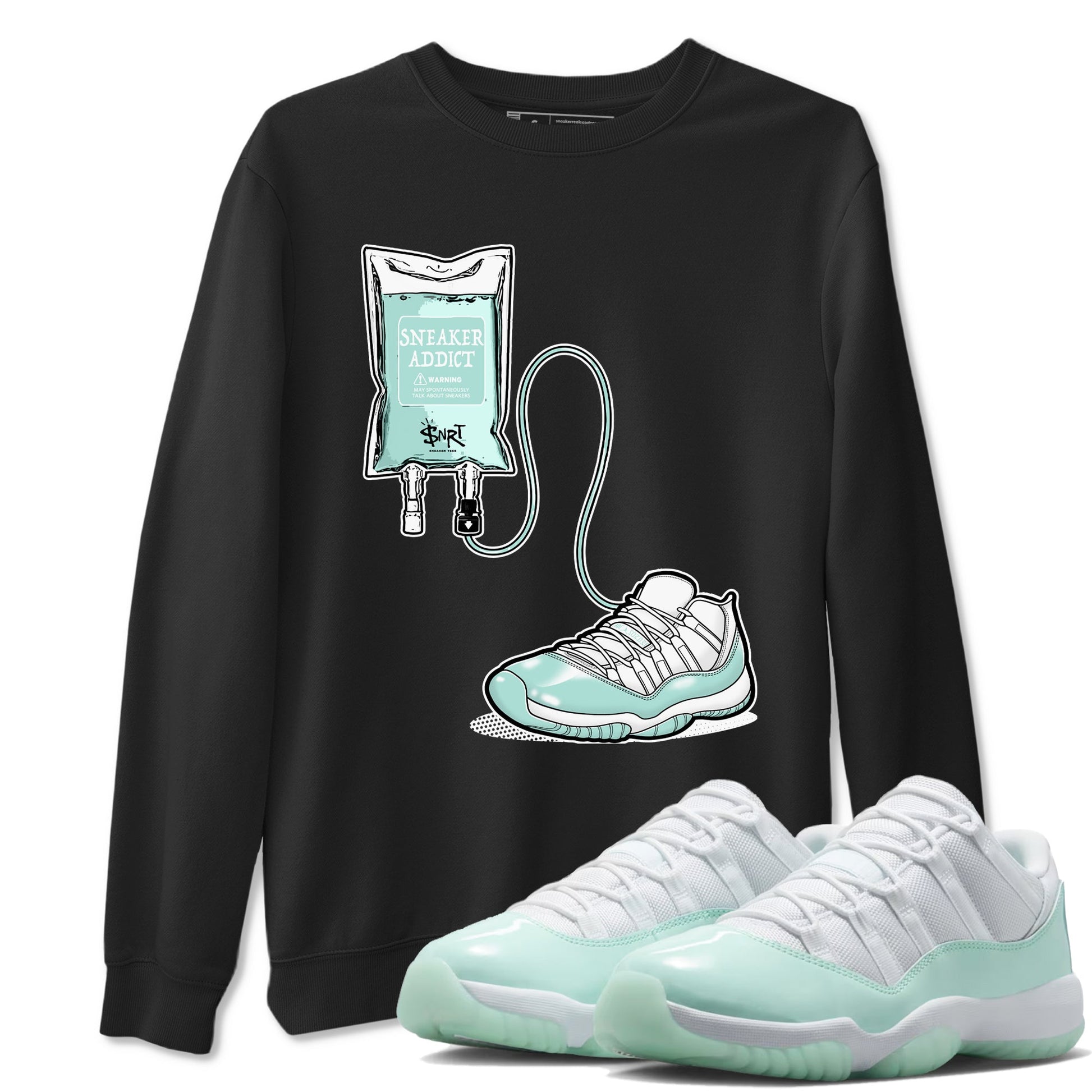 Sneaker Therapy sneaker match t-shirt styled to complete your fit with the Air Jordan 11 Igloo sneakers, shown in Black 1.