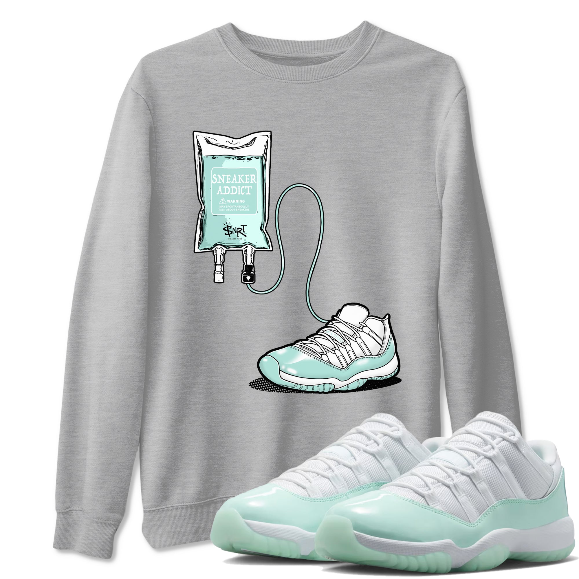 Sneaker Therapy sneaker match t-shirt styled to complete your fit with the Air Jordan 11 Igloo sneakers, shown in Heather Grey 1.