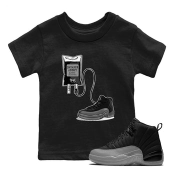 12s Black Wolf Grey shirts to match jordans Sneaker Therapy sneaker match tees Air Jordan 12 Barons SNRT Sneaker Release Tees Youth Baby Black 1 crew neck shirts
