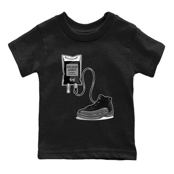12s Black Wolf Grey shirts to match jordans Sneaker Therapy sneaker match tees Air Jordan 12 Barons SNRT Sneaker Release Tees Youth Baby Black 2 crew neck shirts