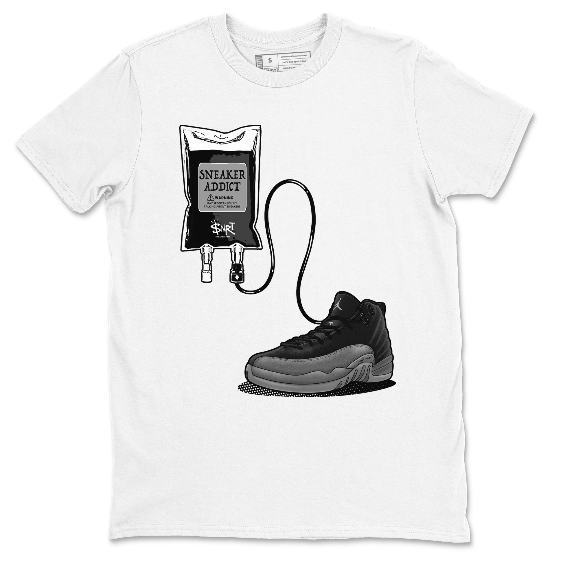 12s Black Wolf Grey shirts to match jordans Sneaker Therapy sneaker match tees Air Jordan 12 Barons SNRT Sneaker Release Tees unisex cotton White 2 crew neck shirts