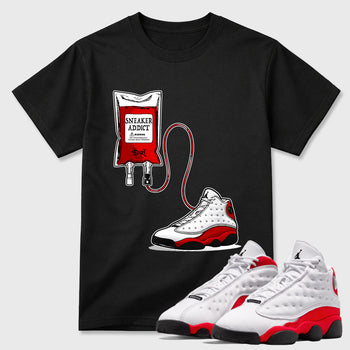Sneaker match tees – Sneaker Tees To Match Air Jordan 13 University Red Shoes – Sneaker Therapy Tee Black 1