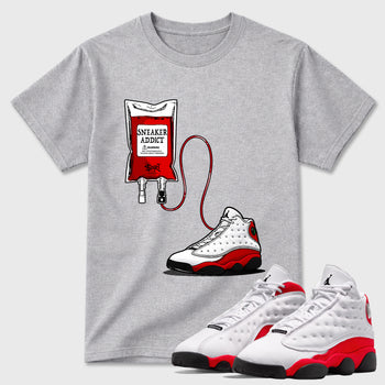 Sneaker match tees – Sneaker Tees To Match Air Jordan 13 University Red Shoes – Sneaker Therapy Tee Heather Grey 1
