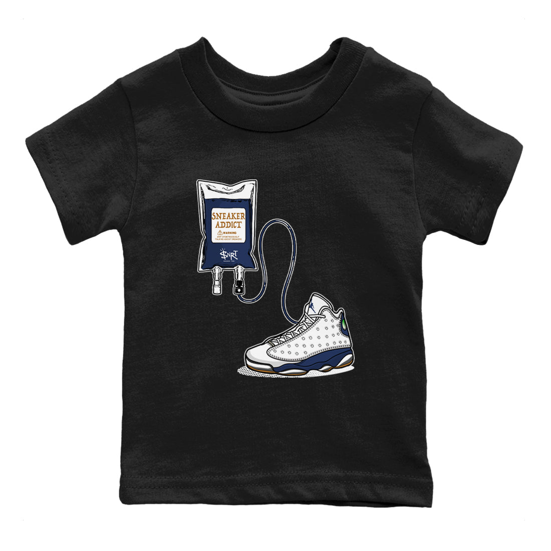13s White And Midnight Navy shirts to match jordans Sneaker Therapy sneaker match tees Air Jordan 13 White And Midnight Navy SNRT Sneaker Release Tees Youth Baby Black 2 crew neck shirts