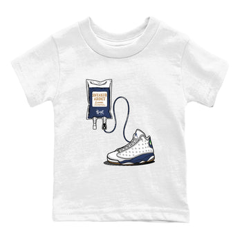 13s White And Midnight Navy shirts to match jordans Sneaker Therapy sneaker match tees Air Jordan 13 White And Midnight Navy SNRT Sneaker Release Tees Youth Baby White 2 crew neck shirts