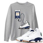 13s White And Midnight Navy shirts to match jordans Sneaker Therapy sneaker match tees Air Jordan 13 White And Midnight Navy SNRT Sneaker Release Tees unisex cotton Heather Grey 1 crew neck shirts