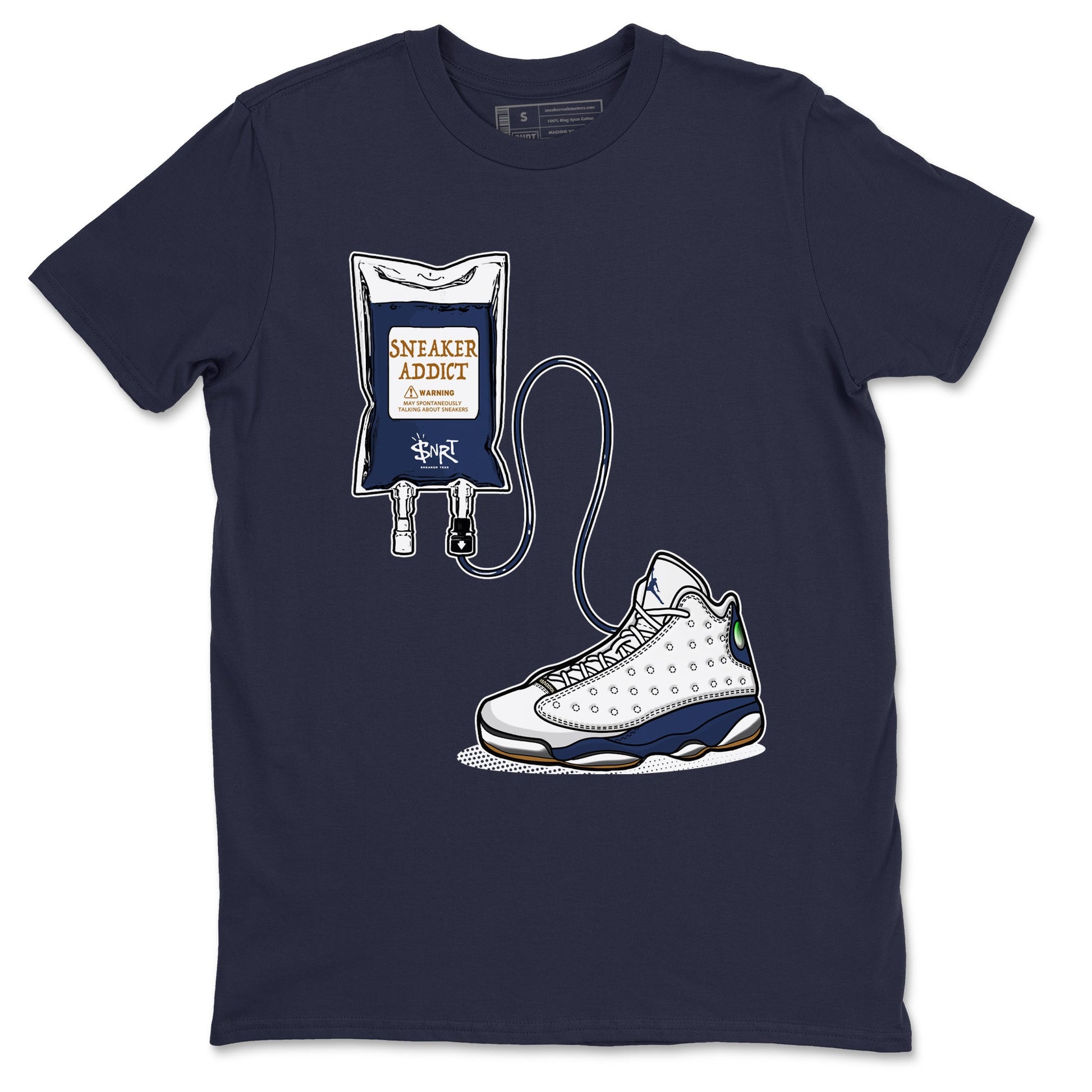 13s White And Midnight Navy shirts to match jordans Sneaker Therapy sneaker match tees Air Jordan 13 White And Midnight Navy SNRT Sneaker Release Tees unisex cotton Navy 2 crew neck shirts