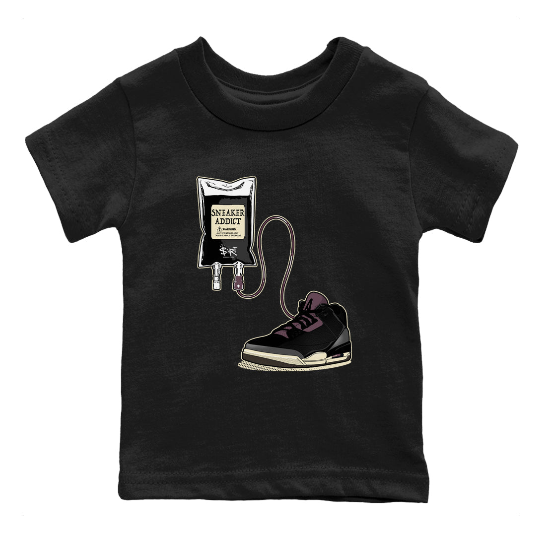 3s A Ma Maniere x Black shirts to match jordans Sneaker Therapy sneaker match tees Air Jordan 3 A Ma Maniere x Black And Flat Pewter SNRT Sneaker Release Tees Youth Baby Black 2 crew neck shirts