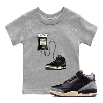 3s A Ma Maniere x Black shirts to match jordans Sneaker Therapy sneaker match tees Air Jordan 3 A Ma Maniere x Black And Flat Pewter SNRT Sneaker Release Tees Youth Baby Heather Grey 1 crew neck shirts