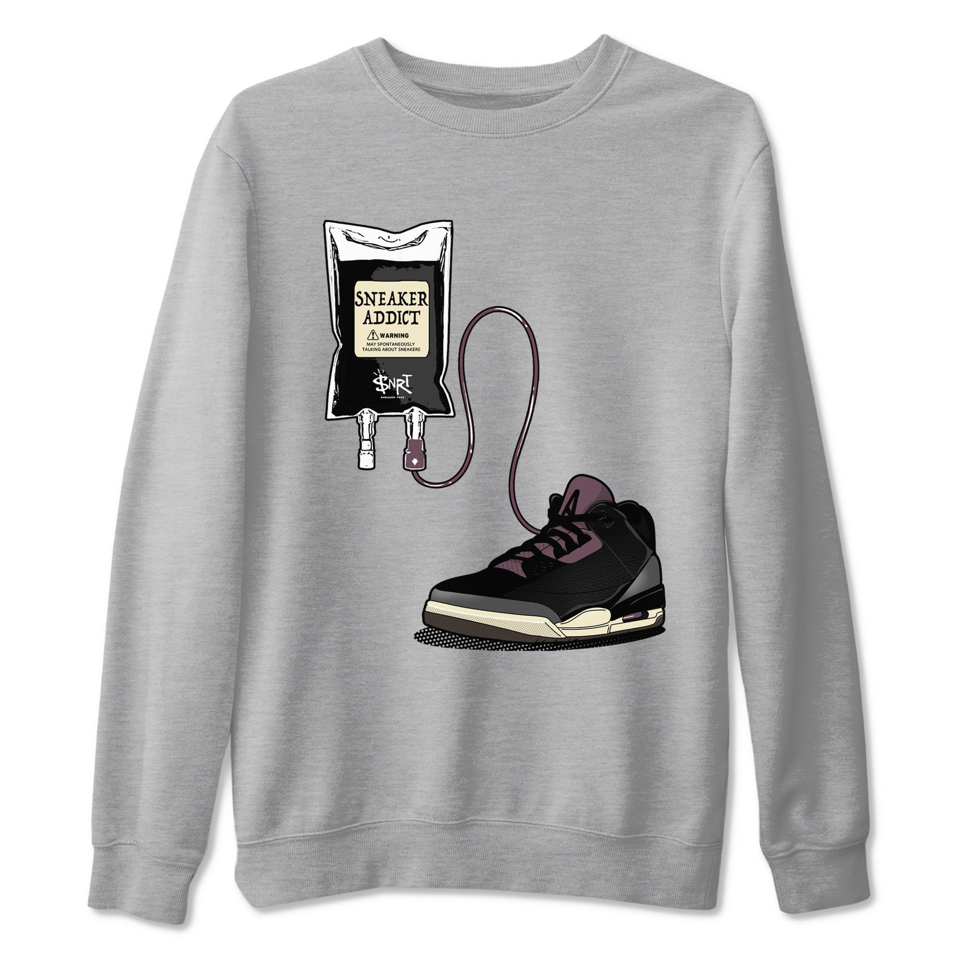 3s A Ma Maniere x Black shirts to match jordans Sneaker Therapy sneaker match tees Air Jordan 3 A Ma Maniere x Black And Flat Pewter SNRT Sneaker Release Tees unisex cotton Heather Grey 2 crew neck shirts