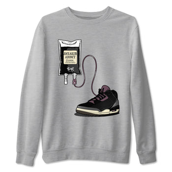 3s A Ma Maniere x Black shirts to match jordans Sneaker Therapy sneaker match tees Air Jordan 3 A Ma Maniere x Black And Flat Pewter SNRT Sneaker Release Tees unisex cotton Heather Grey 2 crew neck shirts
