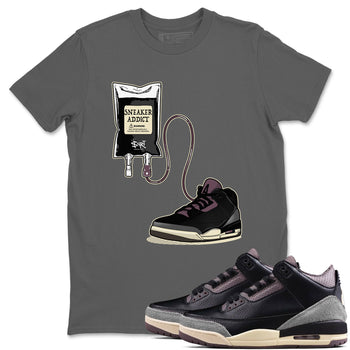 3s A Ma Maniere x Black shirts to match jordans Sneaker Therapy sneaker match tees Air Jordan 3 A Ma Maniere x Black And Flat Pewter SNRT Sneaker Release Tees unisex cotton Cool Grey 1 crew neck shirts