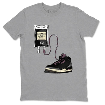 3s A Ma Maniere x Black shirts to match jordans Sneaker Therapy sneaker match tees Air Jordan 3 A Ma Maniere x Black And Flat Pewter SNRT Sneaker Release Tees unisex cotton Heather Grey 2 crew neck shirts