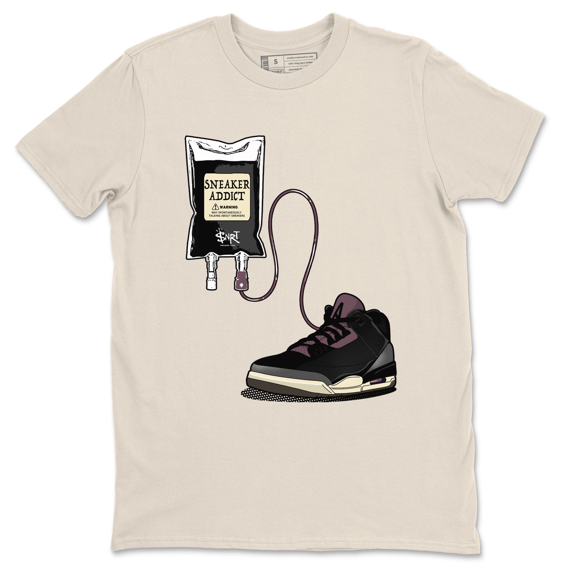 3s A Ma Maniere x Black shirts to match jordans Sneaker Therapy sneaker match tees Air Jordan 3 A Ma Maniere x Black And Flat Pewter SNRT Sneaker Release Tees unisex cotton Natural 2 crew neck shirts