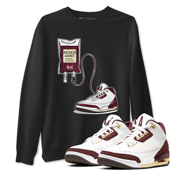 3s A Ma Maniere x Burgundy Crush shirts to match jordans Sneaker Therapy sneaker match tees Air Jordan 3 A Ma Maniere x Burgundy Crush SNRT Sneaker Release Tees unisex cotton Black 1 crew neck shirts