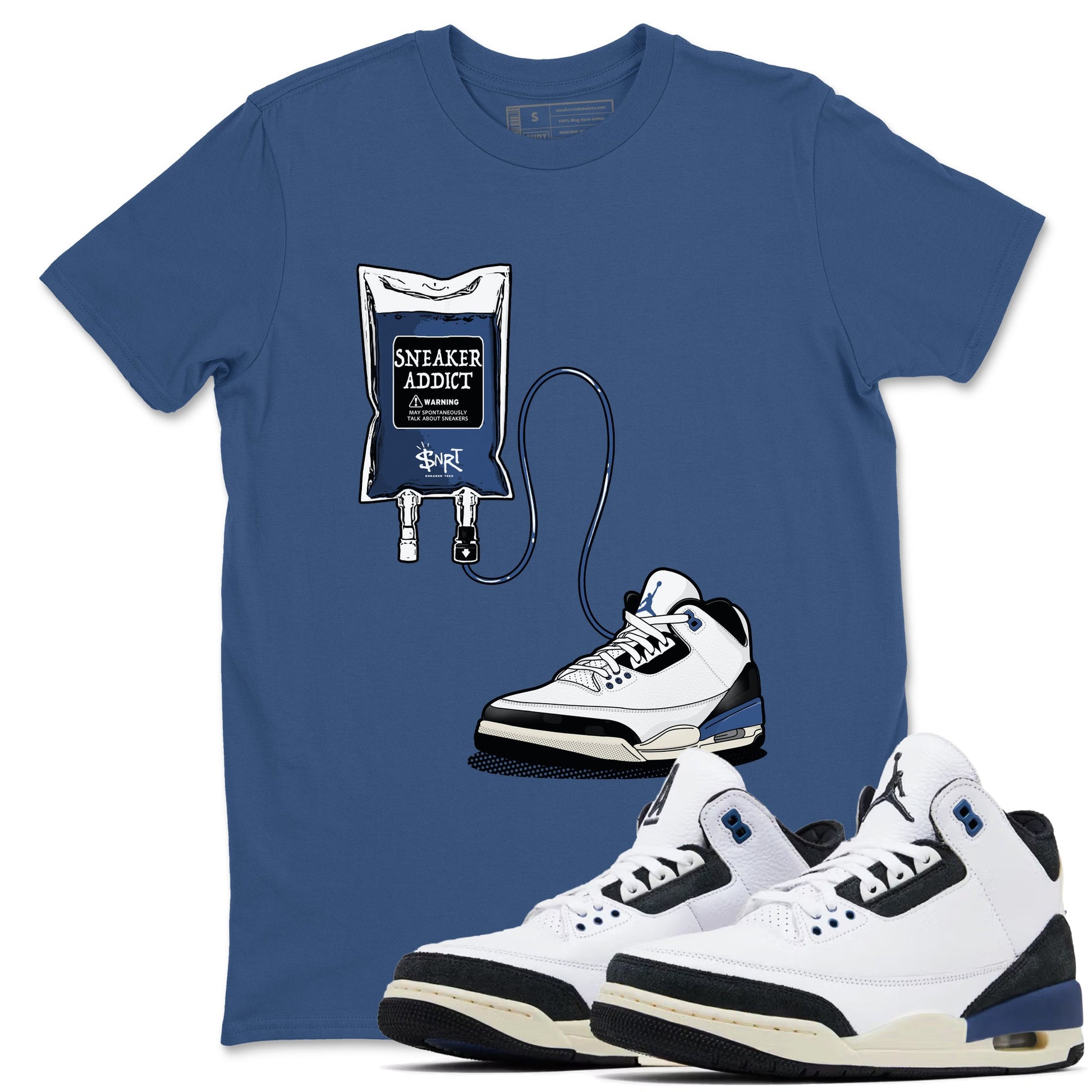 Air Jordan 3 A Ma Maniere x For The Love sneaker match tee Sneaker Therapy sneaker match tees Air Jordan 3 A Ma Maniere x For The Love best t-shirts to match jordans SNRT Sneaker Tees unisex cotton Denim Blue 1 shirts