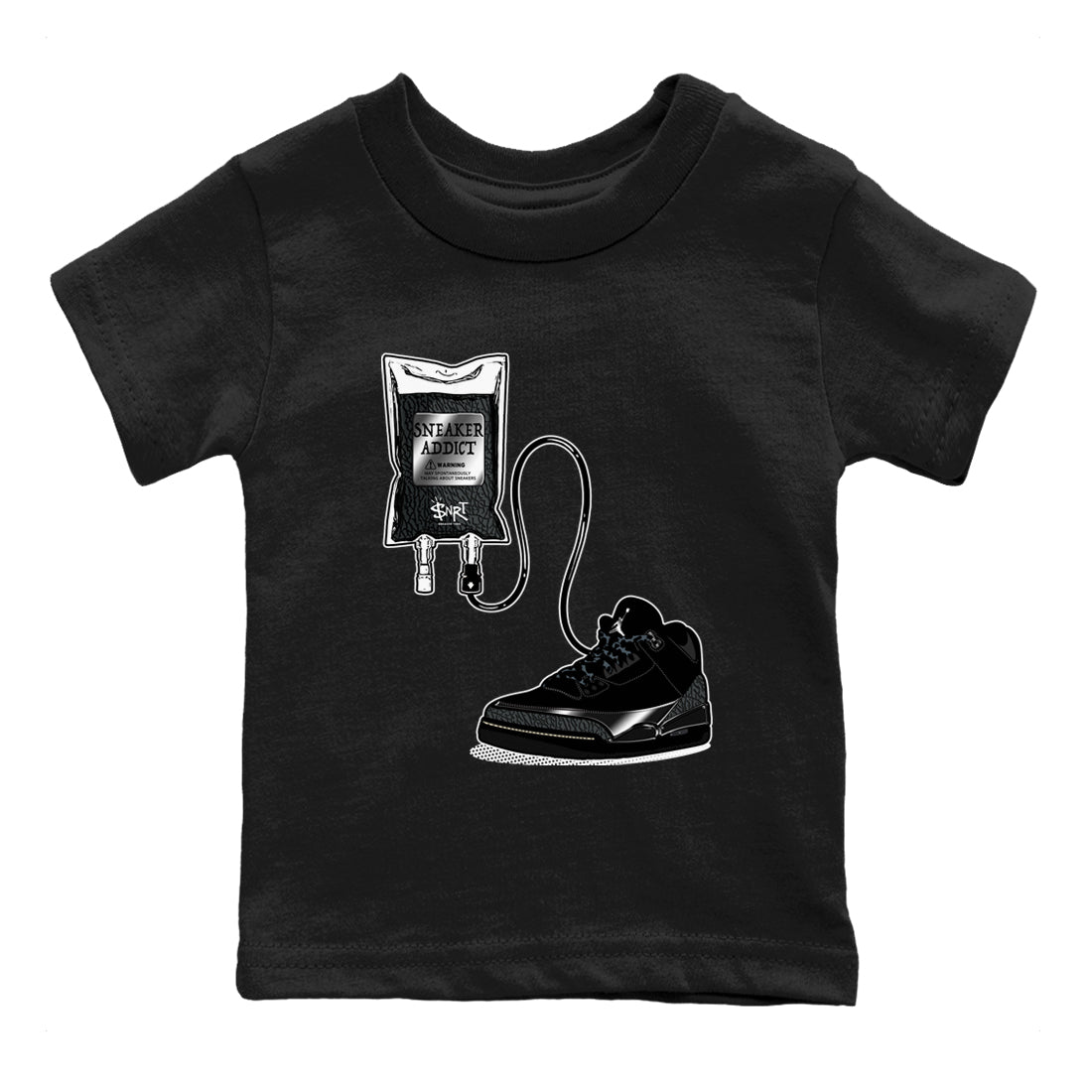 Air Jordan 3 Black Cat shirts to match jordans Sneaker Therapy sneaker match tees Jordan 3 Retro Black Cat best t shirts to wear with jordans SNRT Sneaker Tees Youth Baby Black 2 tee