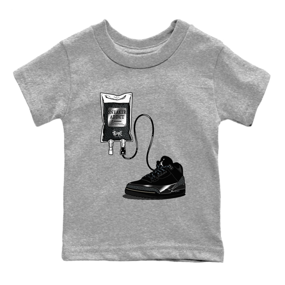 Air Jordan 3 Black Cat shirts to match jordans Sneaker Therapy sneaker match tees Jordan 3 Retro Black Cat best t shirts to wear with jordans SNRT Sneaker Tees Youth Baby Heather Grey 2 tee