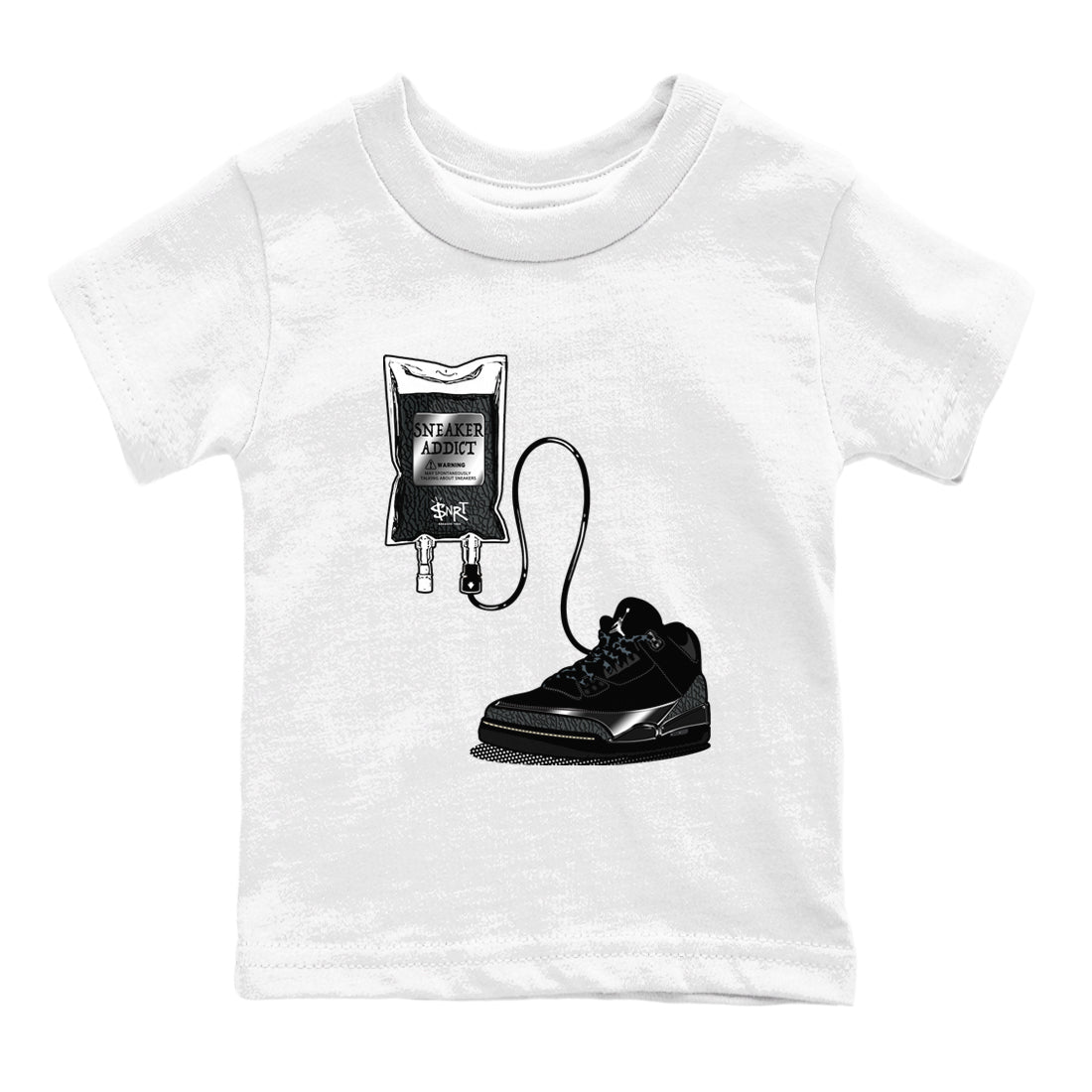Air Jordan 3 Black Cat shirts to match jordans Sneaker Therapy sneaker match tees Jordan 3 Retro Black Cat best t shirts to wear with jordans SNRT Sneaker Tees Youth Baby White 2 tee