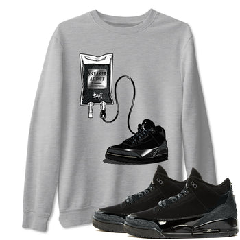 Air Jordan 3 Black Cat shirts to match jordans Sneaker Therapy sneaker match tees Jordan 3 Retro Black Cat best t shirts to wear with jordans SNRT Sneaker Tees unisex cotton Heather Grey 1 shirts
