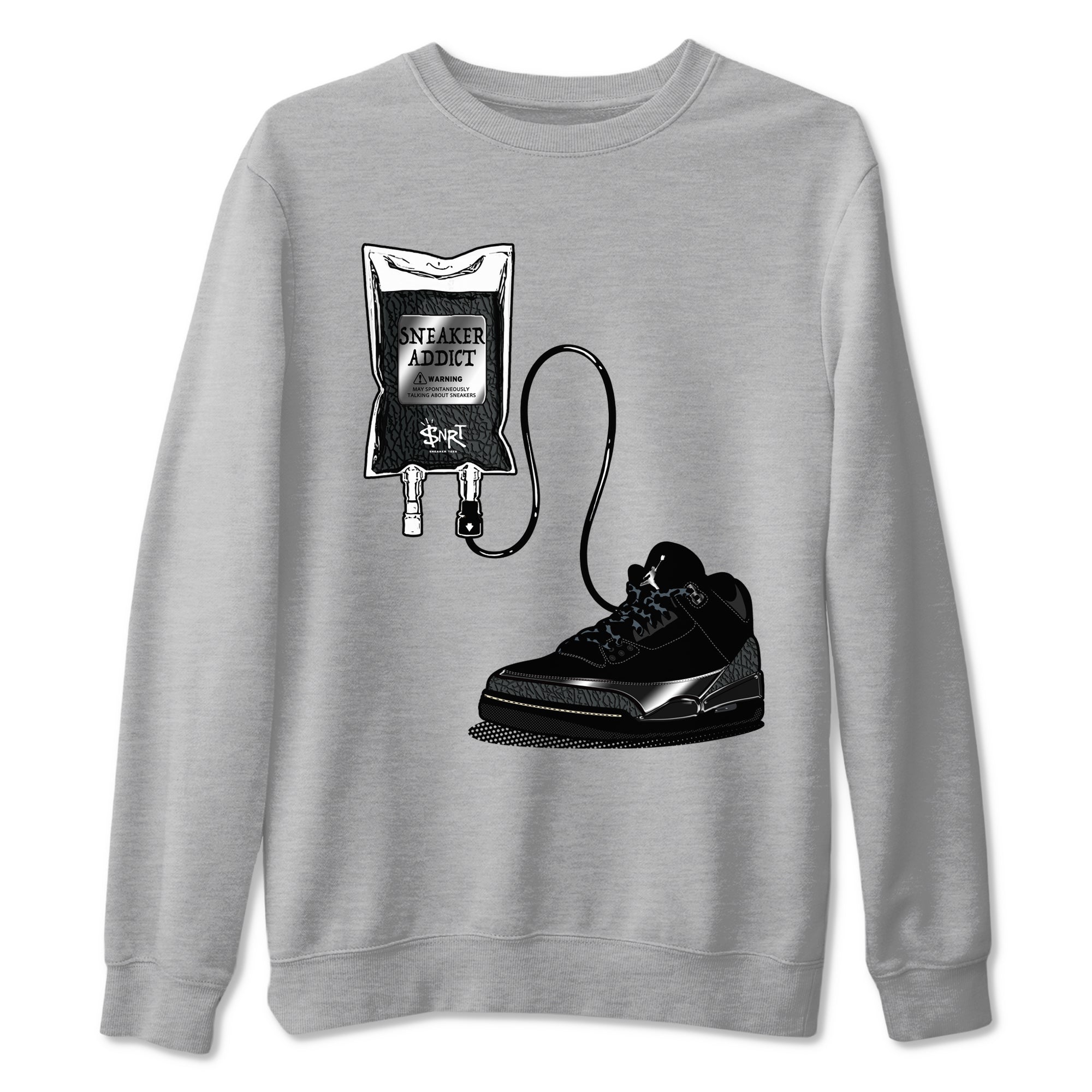 Air Jordan 3 Black Cat shirts to match jordans Sneaker Therapy sneaker match tees Jordan 3 Retro Black Cat best t shirts to wear with jordans SNRT Sneaker Tees unisex cotton Heather Grey 2 shirts