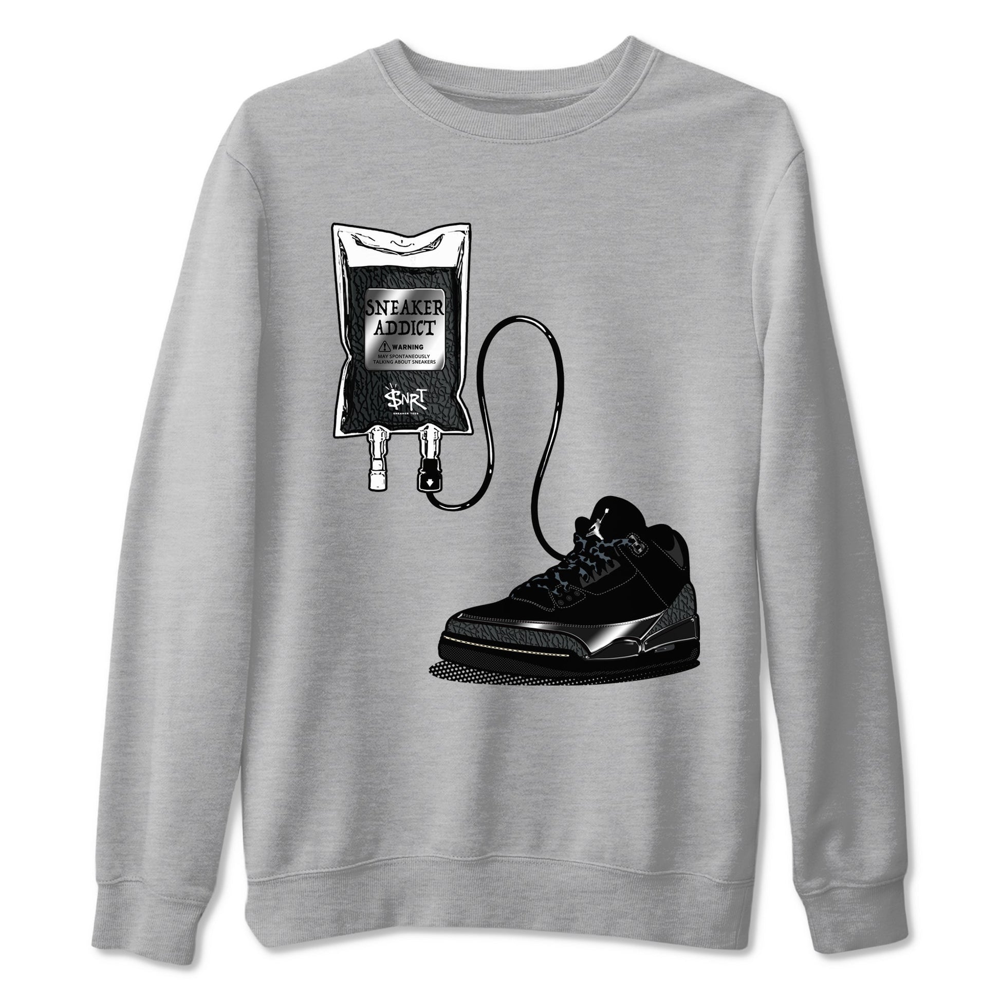 Air Jordan 3 Black Cat shirts to match jordans Sneaker Therapy sneaker match tees Jordan 3 Retro Black Cat best t shirts to wear with jordans SNRT Sneaker Tees unisex cotton Heather Grey 2 shirts