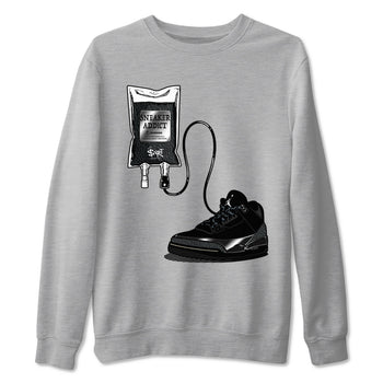 Air Jordan 3 Black Cat shirts to match jordans Sneaker Therapy sneaker match tees Jordan 3 Retro Black Cat best t shirts to wear with jordans SNRT Sneaker Tees unisex cotton Heather Grey 2 shirts