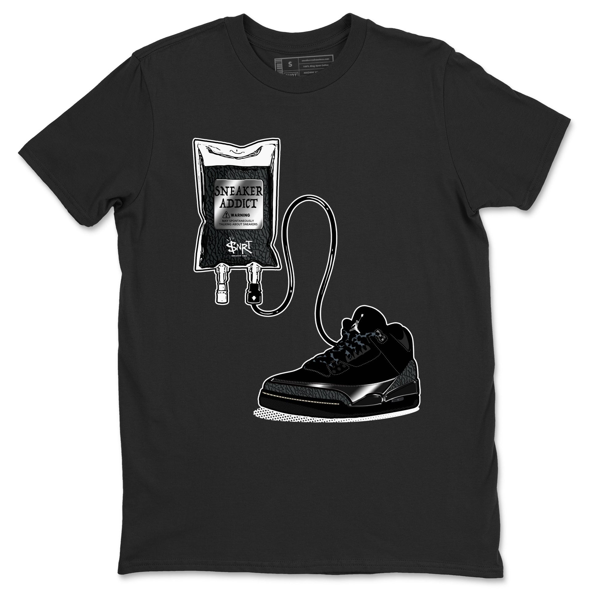 Air Jordan 3 Black Cat shirts to match jordans Sneaker Therapy sneaker match tees Jordan 3 Retro Black Cat best t shirts to wear with jordans SNRT Sneaker Tees unisex cotton Black 2 shirts