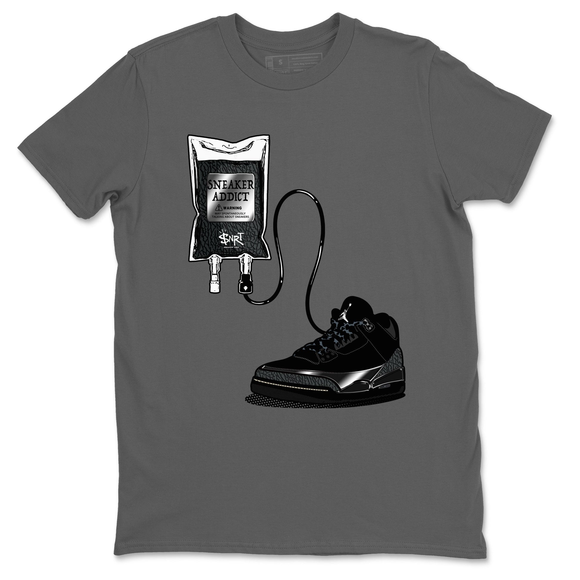 Air Jordan 3 Black Cat shirts to match jordans Sneaker Therapy sneaker match tees Jordan 3 Retro Black Cat best t shirts to wear with jordans SNRT Sneaker Tees unisex cotton Cool Grey 2 shirts