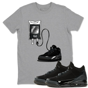 Air Jordan 3 Black Cat shirts to match jordans Sneaker Therapy sneaker match tees Jordan 3 Retro Black Cat best t shirts to wear with jordans SNRT Sneaker Tees unisex cotton Heather Grey 1 shirts