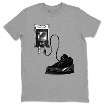 Air Jordan 3 Black Cat shirts to match jordans Sneaker Therapy sneaker match tees Jordan 3 Retro Black Cat best t shirts to wear with jordans SNRT Sneaker Tees unisex cotton Heather Grey 2 shirts