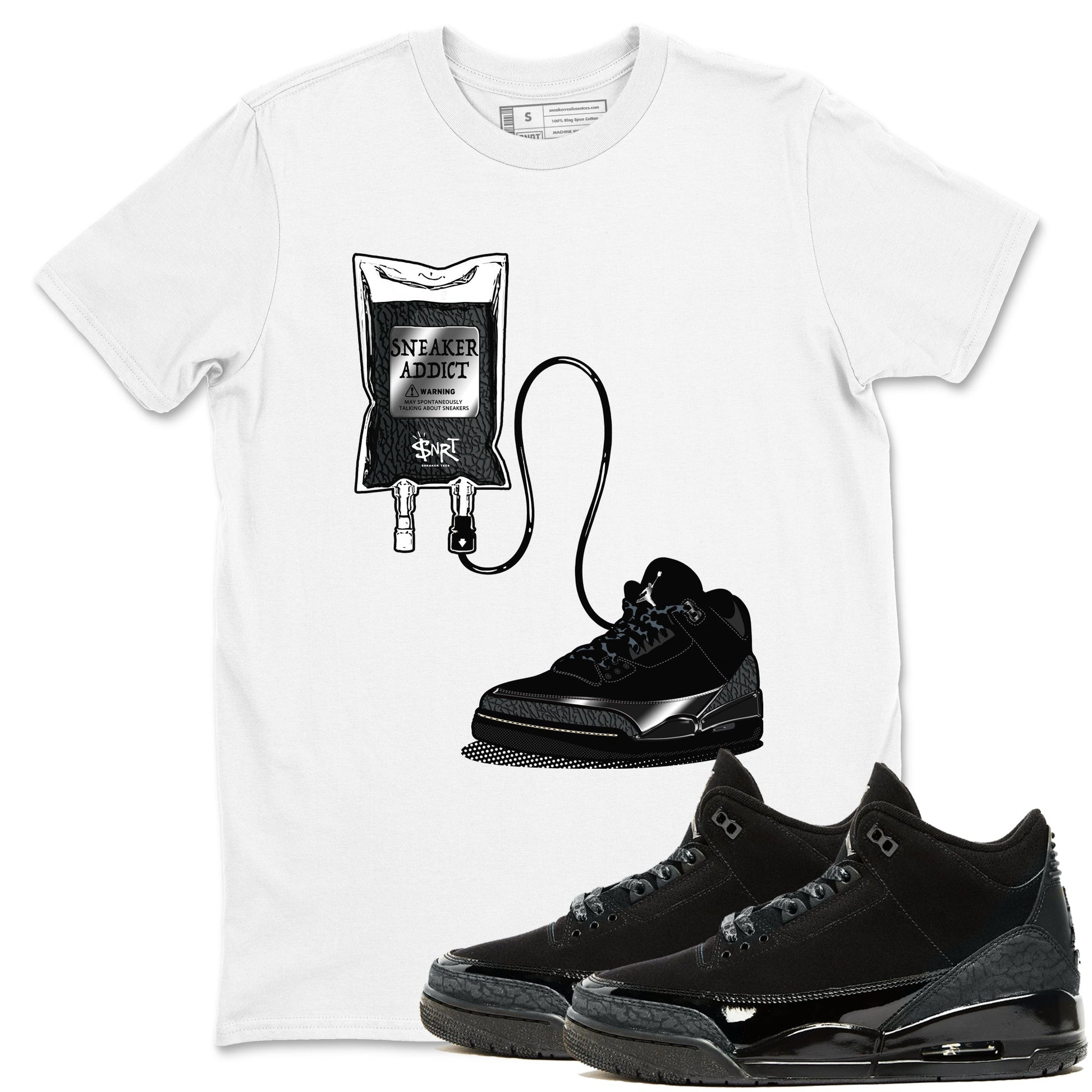 Air Jordan 3 Black Cat shirts to match jordans Sneaker Therapy sneaker match tees Jordan 3 Retro Black Cat best t shirts to wear with jordans SNRT Sneaker Tees unisex cotton White 1 shirts