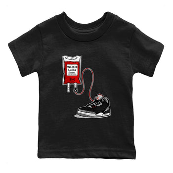 3s Black Cement shirts to match jordans Sneaker Therapy sneaker match tees Air Jordan 3 Black Cement SNRT Sneaker Release Tees Youth Baby Black 2 crew neck shirts