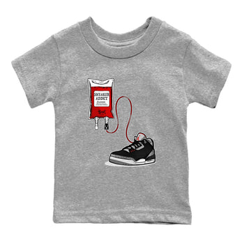 3s Black Cement shirts to match jordans Sneaker Therapy sneaker match tees Air Jordan 3 Black Cement SNRT Sneaker Release Tees Youth Baby Heather Grey 2 crew neck shirts