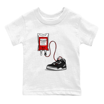 3s Black Cement shirts to match jordans Sneaker Therapy sneaker match tees Air Jordan 3 Black Cement SNRT Sneaker Release Tees Youth Baby White 2 crew neck shirts