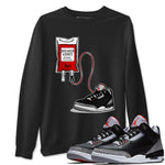 3s Black Cement shirts to match jordans Sneaker Therapy sneaker match tees Air Jordan 3 Black Cement SNRT Sneaker Release Tees unisex cotton Black 1 crew neck shirts