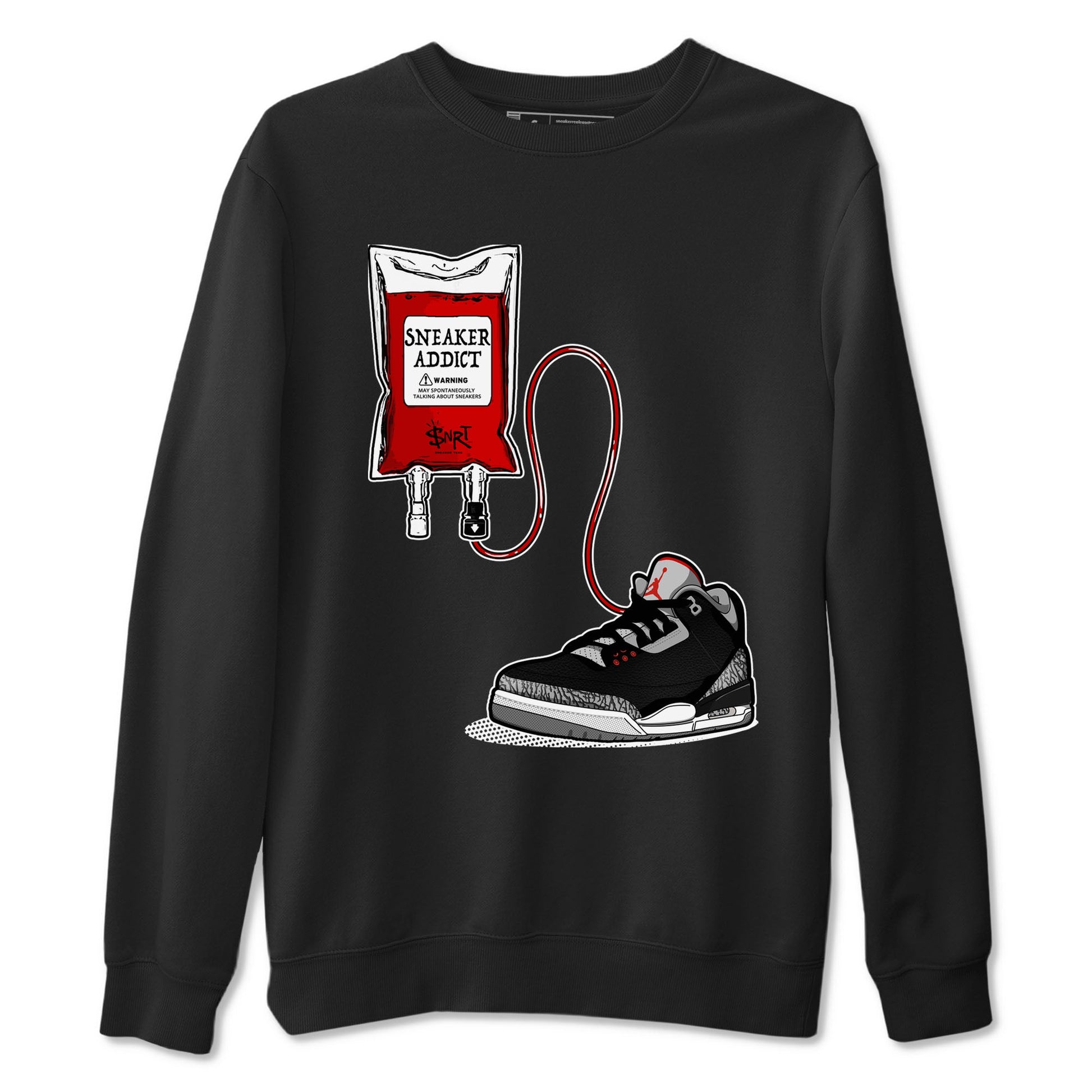 3s Black Cement shirts to match jordans Sneaker Therapy sneaker match tees Air Jordan 3 Black Cement SNRT Sneaker Release Tees unisex cotton Black 2 crew neck shirts