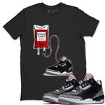 3s Black Cement shirts to match jordans Sneaker Therapy sneaker match tees Air Jordan 3 Black Cement SNRT Sneaker Release Tees unisex cotton Black 1 crew neck shirts