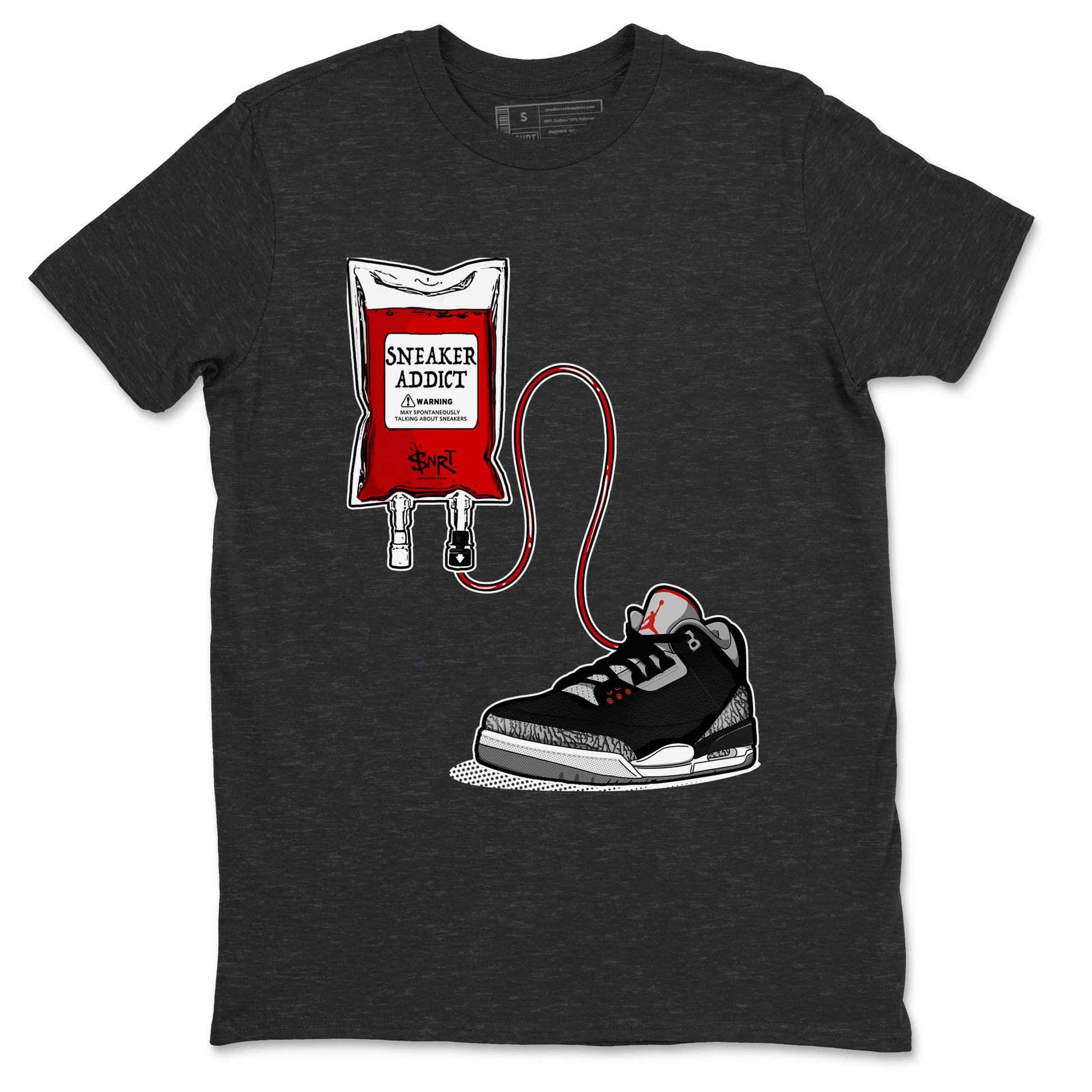 3s Black Cement shirts to match jordans Sneaker Therapy sneaker match tees Air Jordan 3 Black Cement SNRT Sneaker Release Tees unisex cotton Charcoal Heather 2 crew neck shirts